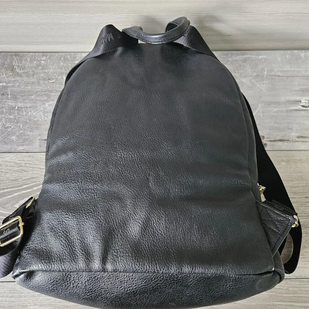 Steve Madden Black Backpack Bag Gold Zippers Logo Gym City Minimalist‎ FLAWS